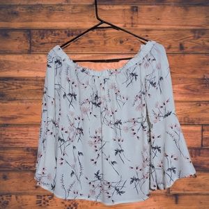 Women's Lucky Brand Off The Shoulder Boho Top With A Floral Print Sz XS